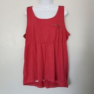 Maurices Plus 1 Red Tank Top Empire Waist Studs 1X